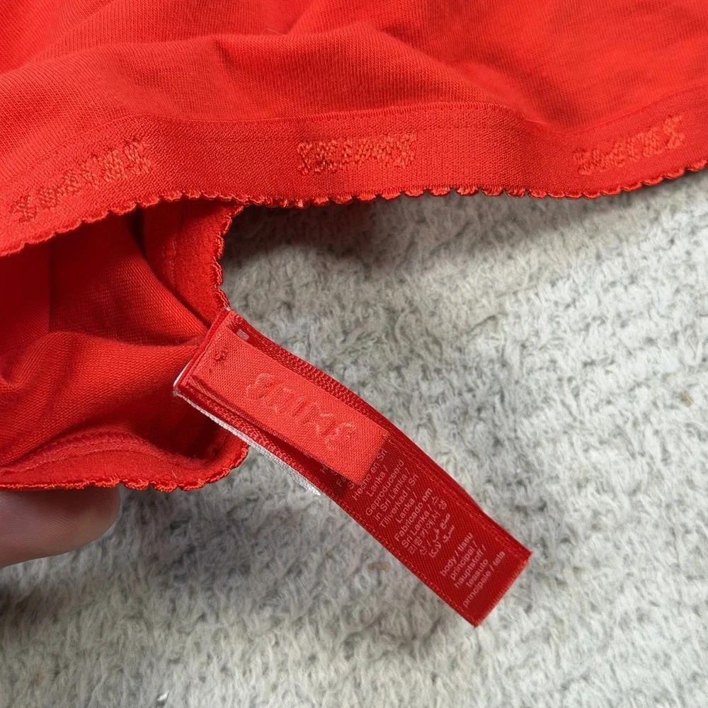 SKIMS Bralette Womens 2X Red Cotton Jersey Scoop Bra Wireless Logo Adjustable - Picture 3 of 8